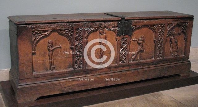 Chest with Relief Figures of Saints Sebastian and Blaise, Italian, early 16th century. Creator: Unknown.