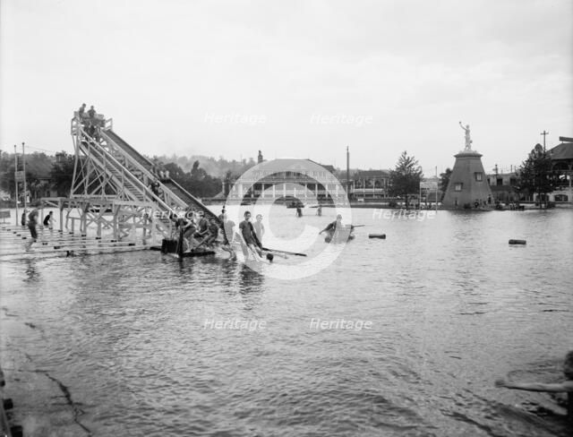 Chester Park, toboggan slide on the lake, Cincinnati, Ohio, c.between 1900 and 1910. Creator: Unknown.