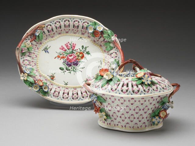 Chestnut Basket and Stand, Worcester, c. 1760. Creator: Royal Worcester.