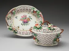 Chestnut Basket and Stand, Worcester, c. 1760. Creator: Royal Worcester