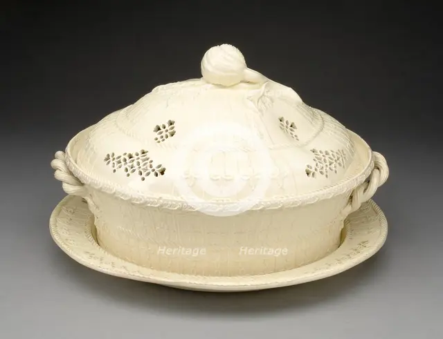 Chestnut Basket and Stand, Yorkshire, c. 1790. Creator: Leeds Pottery.