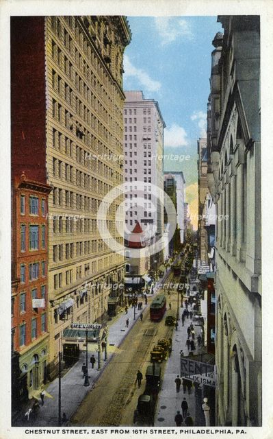 Chestnut Street, east from 16th Street, Philadelphia, Pennsylvania, USA, 1914. Artist: Unknown