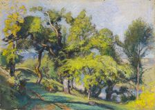 Chestnut Trees above a River, c.1900. Creator: Auguste Lepere