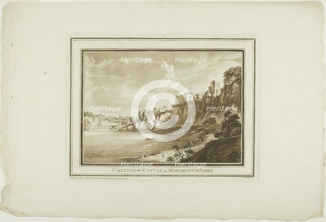 Chepstow Castle in Monmouth Shire, from Twelve Views in Aquatinta from Drawings taken... South Wales Creator: Paul Sandby.