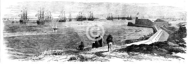 Cherbourg Roads: Mooring-ground for Men-of-War, 1858. Creator: Unknown.