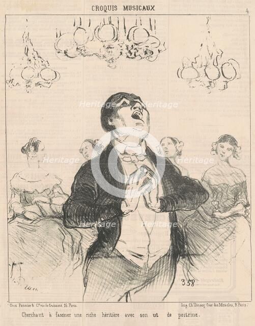 Cherchant à fasciner une riche héritière..., 19th century. Creator: Honore Daumier.