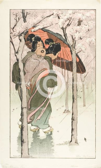 Cherry Blossom Rain, 1905. Creator: Helen Hyde.