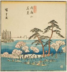 Cherry-blossom Viewing at Goten Hill (Gotenyama hanami), section of a sheet from the..., 1840s. Creator: Ando Hiroshige