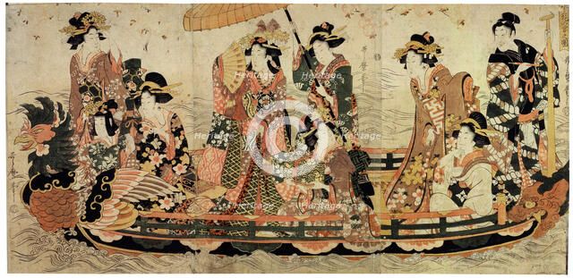 'Cherry Blossom Viewing (Hanami)', early 19th century(?).  Artist: Kitagawa Utamaro II