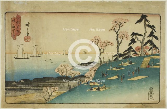 Cherry Blossoms at Goten Hill (Gotenyama no hana), from the series "Famous Places..., c1835/38. Creator: Ando Hiroshige.