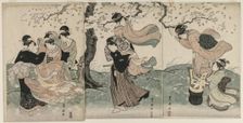 Cherry Blossoms in the Wind, late 1790s. Creator: Utagawa Toyokuni (Japanese, 1769-1825)