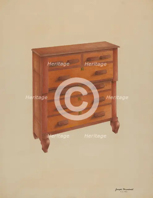 Cherry Chest of Drawers, c. 1941. Creator: Joseph Ficcadenti.