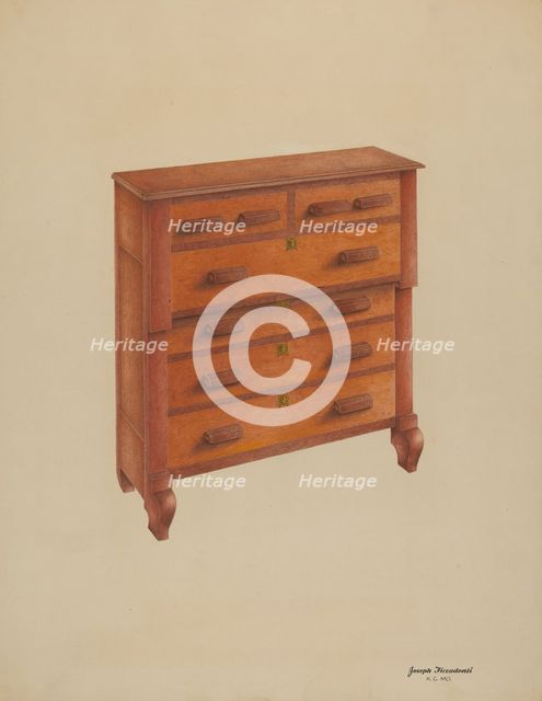 Cherry Chest of Drawers, c. 1941. Creator: Joseph Ficcadenti.