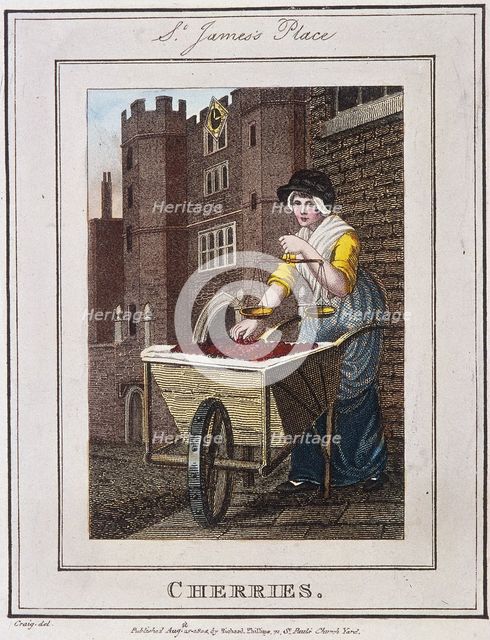 'Cherries', Cries of London, 1804. Artist: Anon