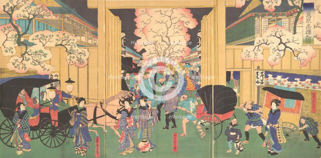 Cherries at Night at New Shimabara, 19th century. Creator: Utagawa Yoshitora.