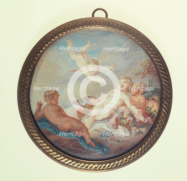 Cherub gardeners, c1850. Creator: Ecole Francaise.