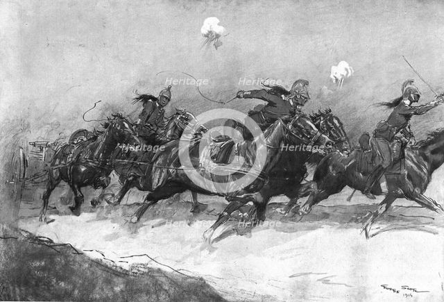 ''Chevauchee Epique; Sous le Feu!', 1914. Creator: Georges Bertin Scott.
