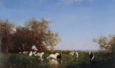 Chevaux sauvages en Camargue, between 1890 and 1895. Creator: Felix Francois Georges Philibert Ziem