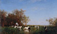 Chevaux sauvages en Camargue, between 1890 and 1895. Creator: Felix Francois Georges Philibert Ziem