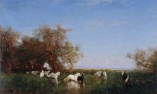 Chevaux sauvages en Camargue, between 1890 and 1895. Creator: Felix Francois Georges Philibert Ziem