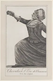 Chevalier d'Eon de Beaumont (from Kirby's Wonderful Museum), 1813. Creator: Unknown