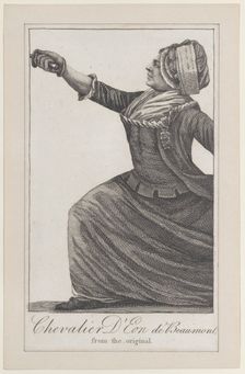 Chevalier d'Eon de Beaumont (from Kirby's Wonderful Museum), 1813. Creator: Unknown