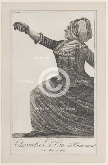 Chevalier d'Eon de Beaumont (from Kirby's Wonderful Museum), 1813. Creator: Unknown.