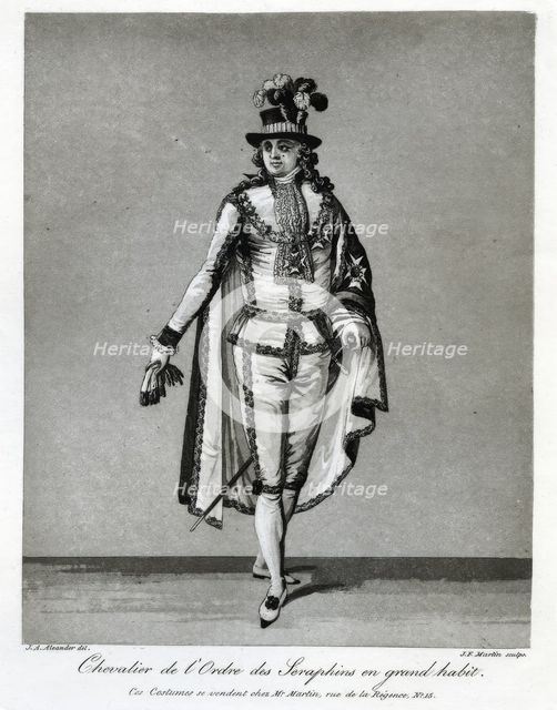 "Chevalier de l'Ordre des Seraphins en grand habit", 1780s.  Creator: J F Martin.