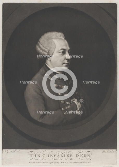 Chevalier d'Eon, 1771. Creator: Thomas Burke.