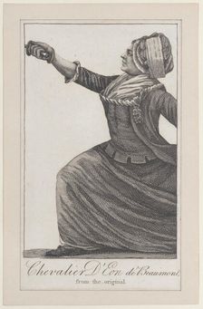 Chevalier d'Eon de Beaumont (from Kirby's Wonderful Museum), 1813. Creator: Unknown