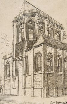 Chevet de St. Martin-sur-Renelle (The apse of the Church of St. Martin-sur-Renelle, Paris,..., 1860. Creator: Charles Meryon
