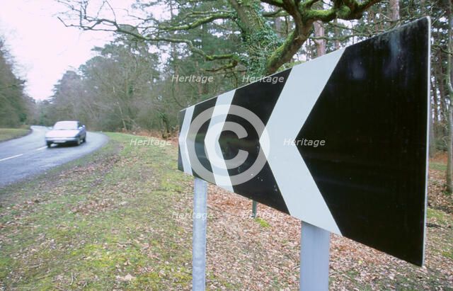 Chevron Road sign. Artist: Unknown.
