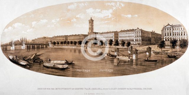 Cheyne Walk, Chelsea, London, c1846.                                              Artist: Anon