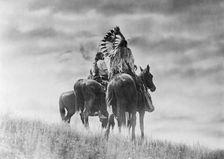 Cheyenne warriors, c1905. Creator: Edward Sheriff Curtis