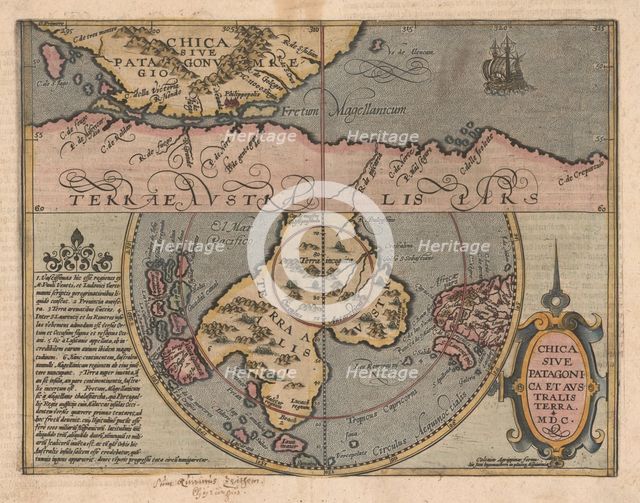 Chica sive Patagonica et Australis Terra (From Geographisches Handtbuch), 1600. Artist: Quad, Matthias (1557-1613)