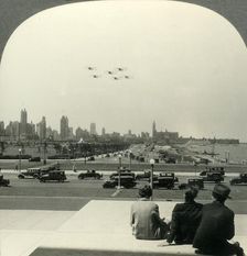 Chicago's Skyline and Lake Shore Drive, Looking N. from Entrance of Field Museum in Grant Park, Ill Creator: Unknown