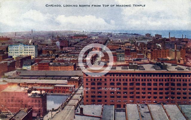 Chicago looking north from the top of the Masonic Temple, Illinois, USA, 1910. Artist: Unknown