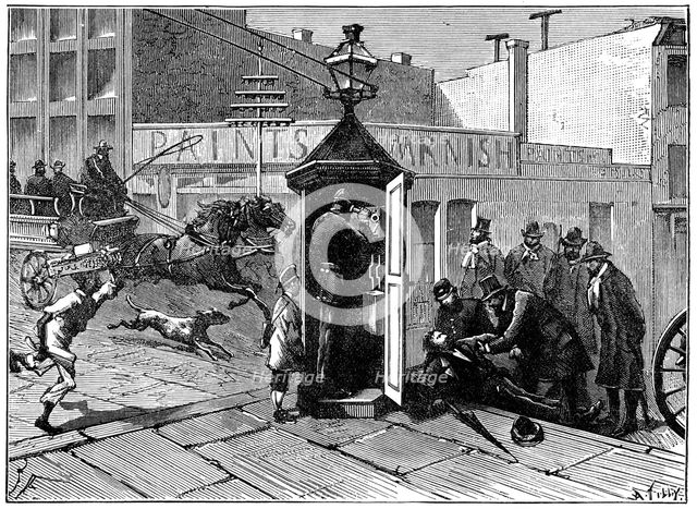 Chicago police telephone box, 1886. Artist: Unknown
