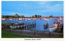 Chicago's downtown yacht harbour and lagoon, Illinois, USA, 1956