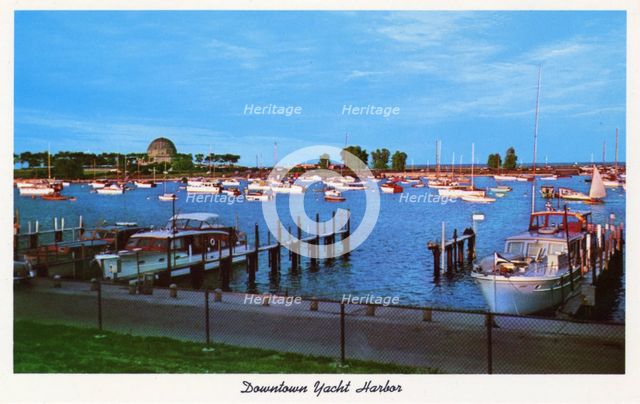Chicago's downtown yacht harbour and lagoon, Illinois, USA, 1956. Artist: Unknown