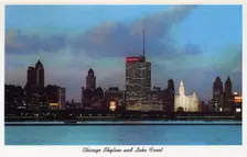Chicago skyline and lake front, Illinois, USA, 1957