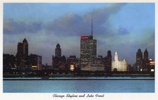 Chicago skyline and lake front, Illinois, USA, 1957