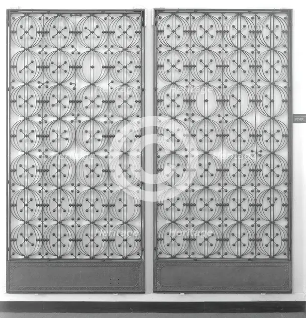 Chicago Stock Exchange Building: Two Elevator Enclosure Grilles, with Base Plates and..., 1893/94. Creator: Adler & Sullivan.