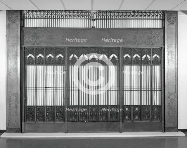 Chicago Stock Exchange Building: Elevator Enclosure Grille T-Plates, 1893/94. Creator: Adler & Sullivan.
