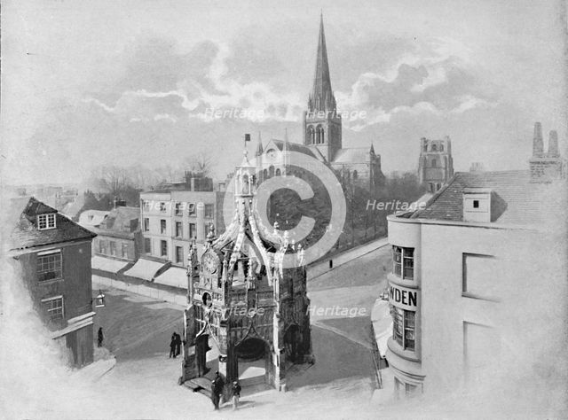 'Chichester: The Cathedral, Market-Cross, and Tower', c1896. Artist: Charles H Barden.