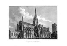 Chichester Cathedral, Chichester, West Sussex, 1829.Artist: Fenner, Sears & Co