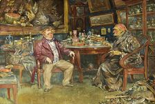 Chichikov at the house of Plyushkin. Illustration for the novel "Dead Souls" by N. Gogol, 1930. Creator: Topikov (Pravednikov), Evtikhy Ivanovich (1890-1945)