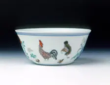Chicken cup with doucai enamels, late Kangxi period, Qing dynasty, China, 1700-1722. Creator: Unknown