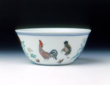Chicken cup with doucai enamels, late Kangxi period, Qing dynasty, China, 1700-1722