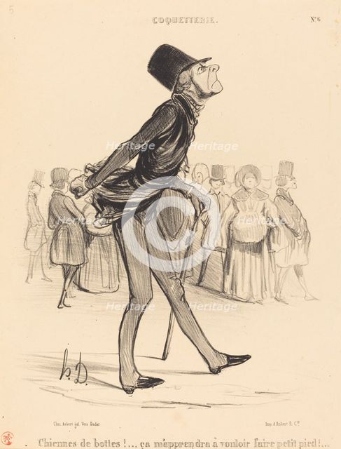 Chiennes de bottes! ...ça m'apprendra à vouloir faire petit pied!..., 1840.  Creator: Honore Daumier.
